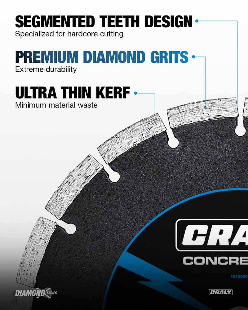 CRALY 10 Inch Segmented Diamond Blade, 7/8 in Arbor, 10'' General Purpose Diamond Stone Blade for Angle Grinder, Mitre Saw & Tile Saw, for Cutting Paver, Masonry, Concrete, Brick, Block, Marble - Image 3